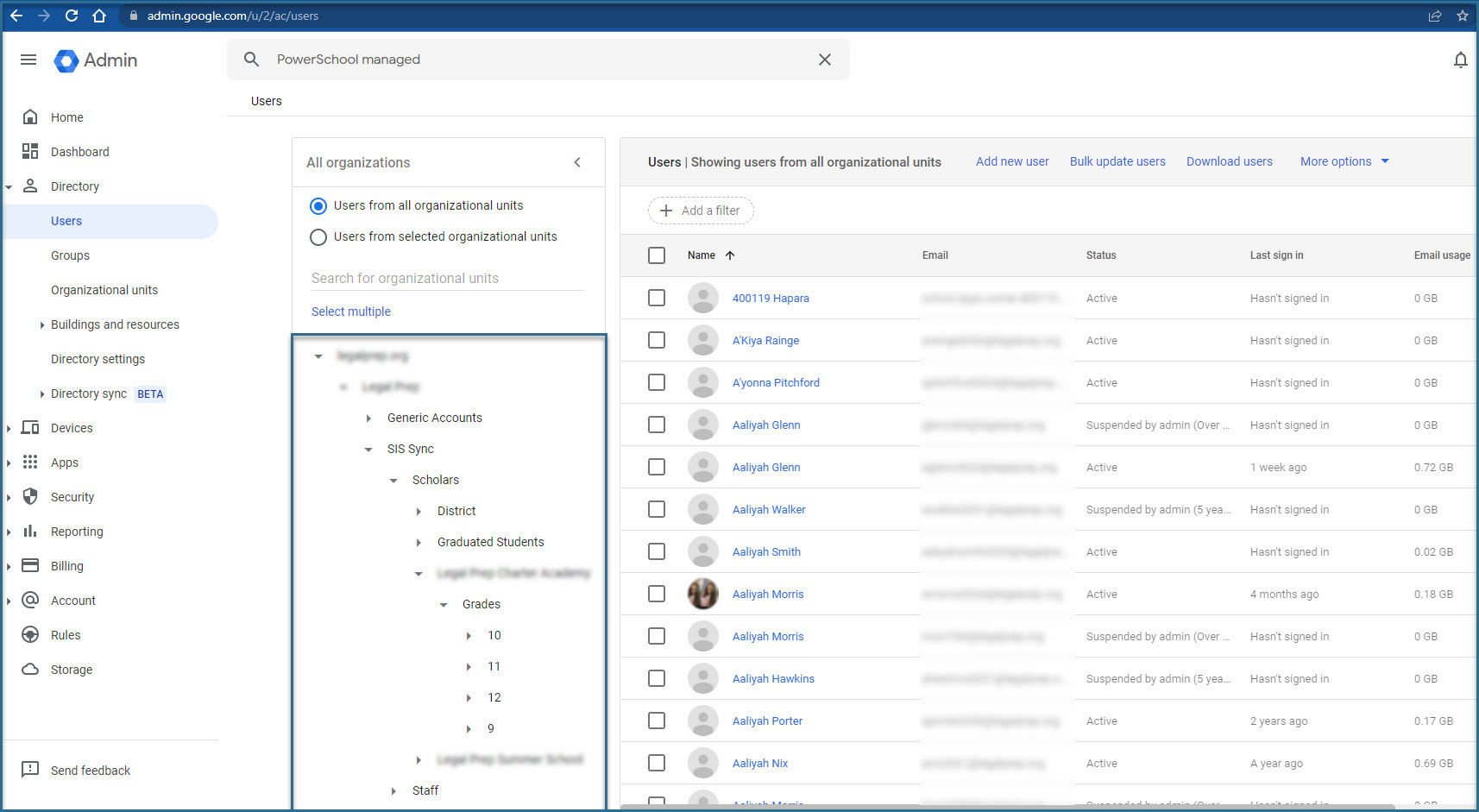 PowerSchool and Google Email Groups and OUs